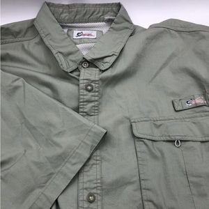 WORLD WIDE SPORTSMAN FISHING SHIRT BUTTON DOWN
VENTED CAPED OLIVE GREEN MENS 3XL
